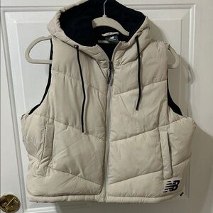 New Balance Beige Hooded Puffer Vest